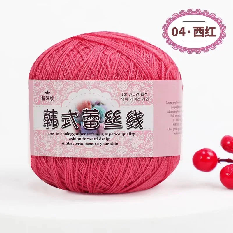 Pure Cotton Lace Crochet Thread No 8 Ice Silk 50g Yarn