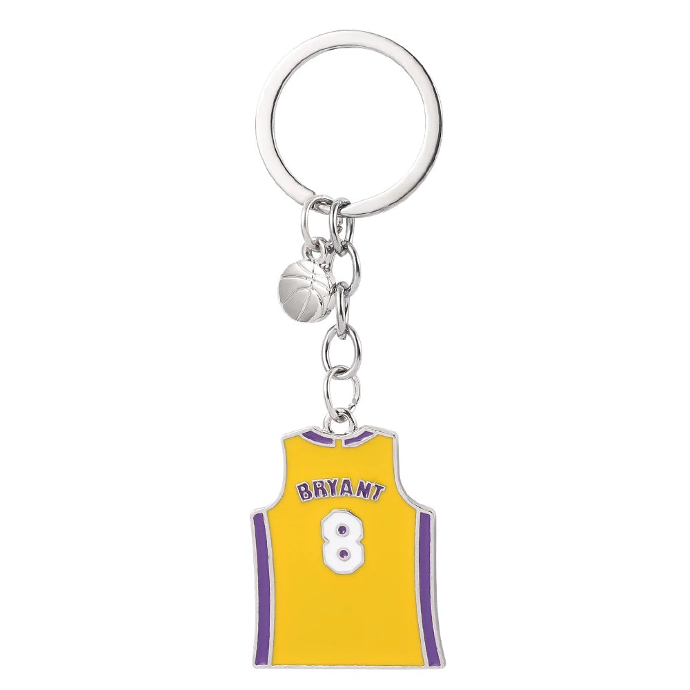 Basketball Star Kobe-Bryant Keychain Metal Kobe Jersey Keyrings Basketball Key Accessory Memorial Gifts