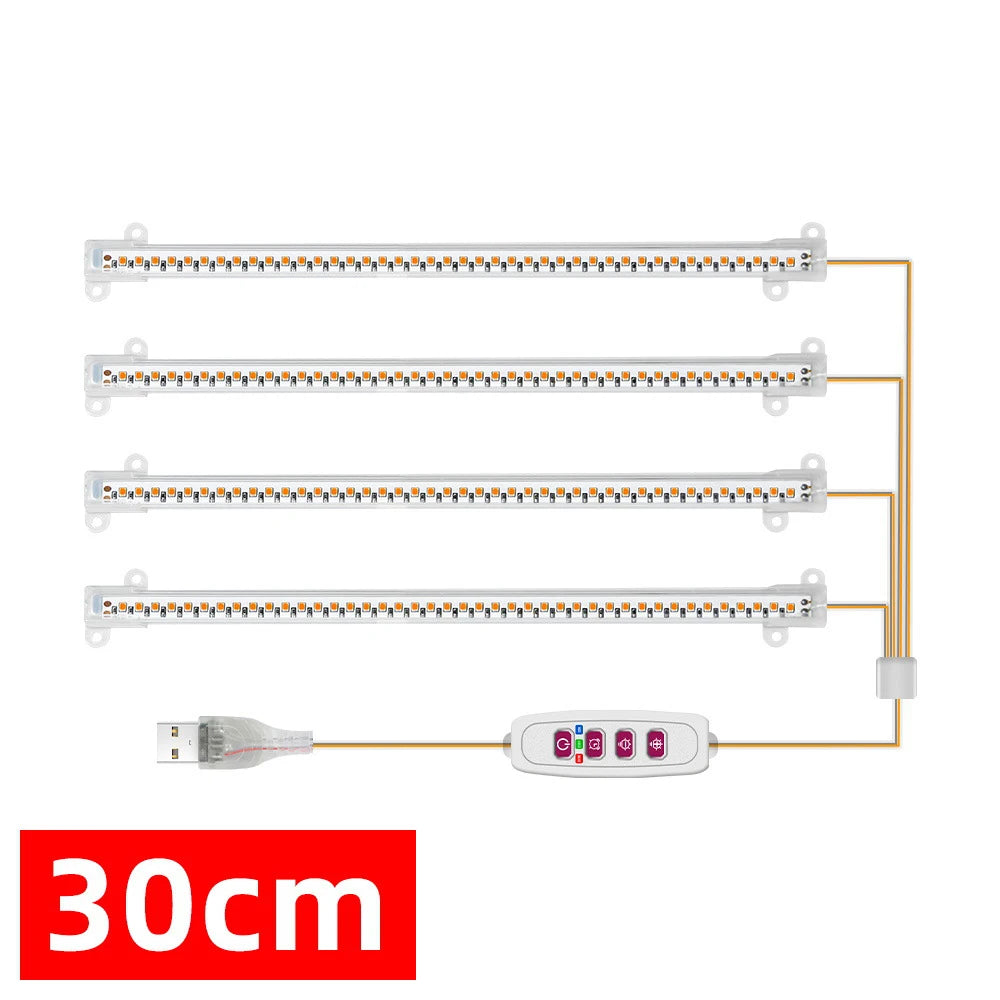 1/2/3/4Heads LED Grow Light Strip Tube Indoor Plant USB Full Spectrum Phyto Lamp Dimmable Timer Seedlings Vegs Flower Grow Lamp
