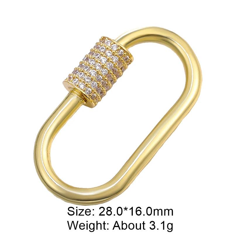 Juya Handmade 18K Real Gold Plated Decoration Screw Locks Carabiner Clasps Accessories For DIY Needlework Pendant Jewelry Making