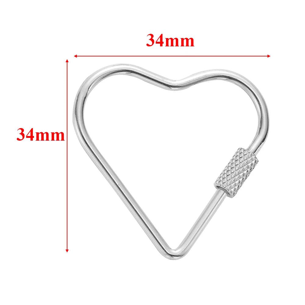 4pcs Stainless Steel Gold Heart Star Screw Locking Clasps Big Carabiner Hooks for DIY Necklace Bracelet Keychain Making Supplies