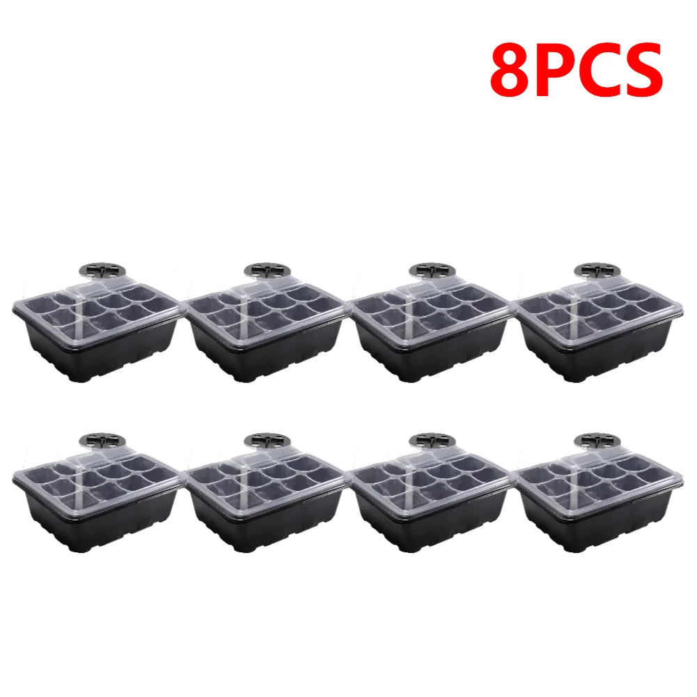 10/1pcs Seedling Box Gardening Sowing Tray with Breathable Clear Cover Seeds Germination Nursery Pot 12Holes Plant Seed Grow Box