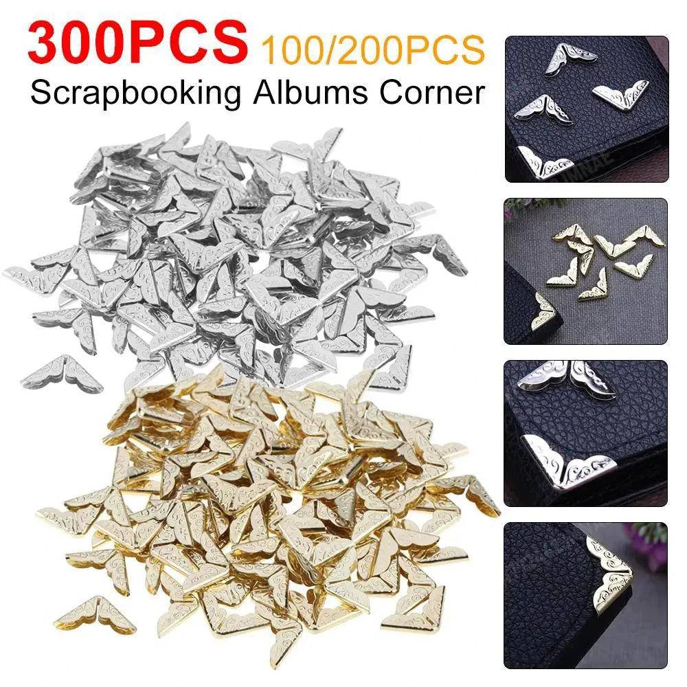 100/200/300pcs Scrapbooking Albums Corner Protectors For Scrapbooks Photo Albums Card File Menu Metal Book Laptop Corners