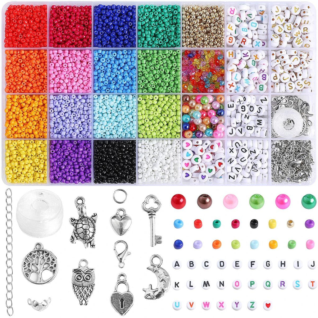 1Set/Bag 3mm Rice Bead Letter Bead Making Kit For Making Summer Friendship Bracelets, Necklaces, Jewelry, DIY Holiday Gifts, Han