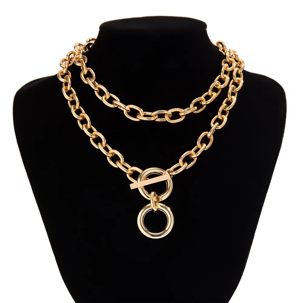 Exaggerated CCB Big Choker Necklace for Women Girl Hiphop Chunky Chain OT Buckle Necklace on the Neck Party Jewelry Gift 2022