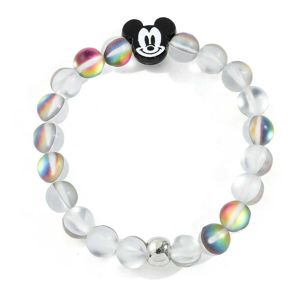 Stitch Moonstone Bracelet Lilo Stitch Mickey Minnie Bracelet Women Girls Blue Green Bean Jewelry Accessories Birthday Gifts