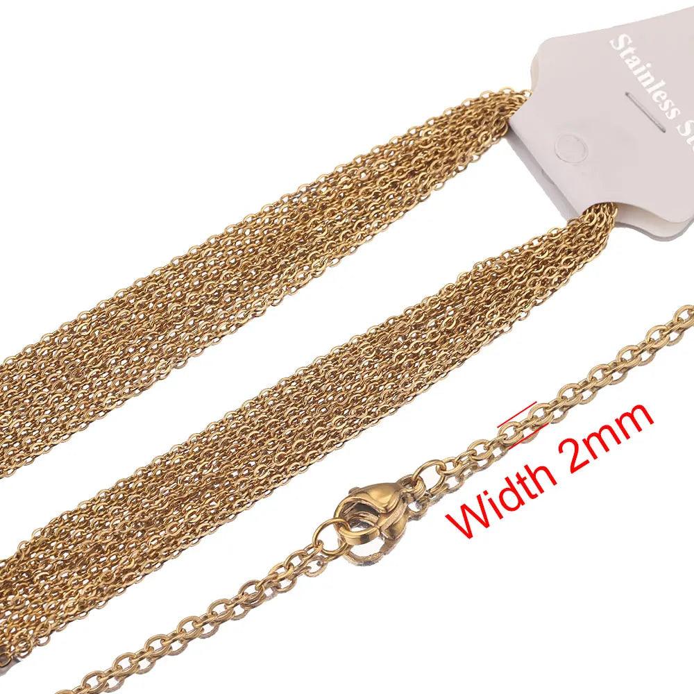 10pcs Stainless Steel Necklace Cuban Chains Hypoallergenic Rolo Link for DIY Jewelry Making
