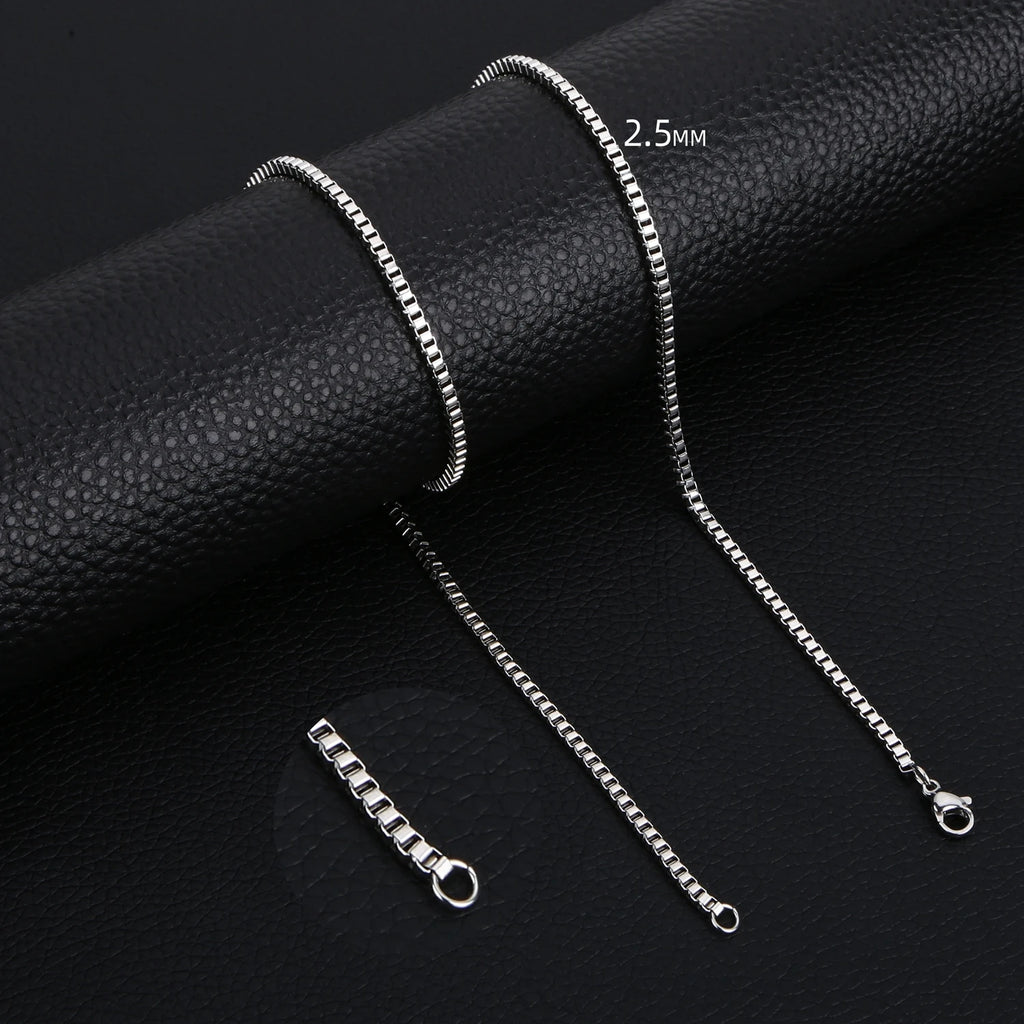 HIYEE 1.5 To 3 MM Thick Stainless Steel Box Chain Necklaces For Men And Women Jewelry Link Chokers With 18 To 24 Inches