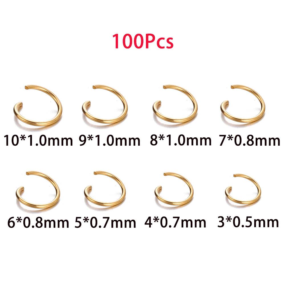 100-200pcs 3/4/5/6/7/8/10mm Stainless Steel DIY Jewelry Findings Open Single Loops Jump Rings & Split Ring for Jewelry Making