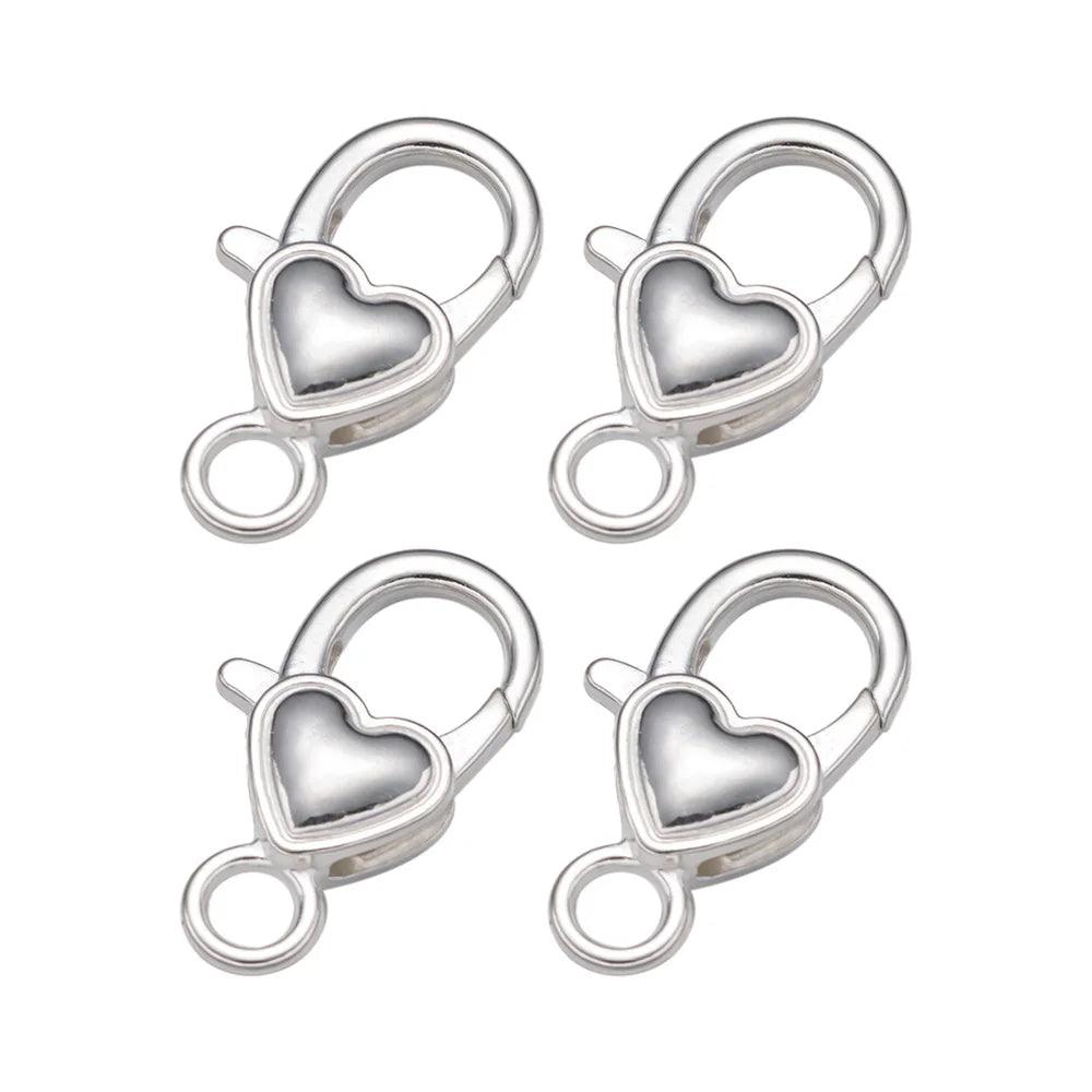 10pcs Lobster Clasp Hooks Heart Keychain Clasps for DIY Bracelets Chain Necklace Components Accessory Jewelry Making Findings