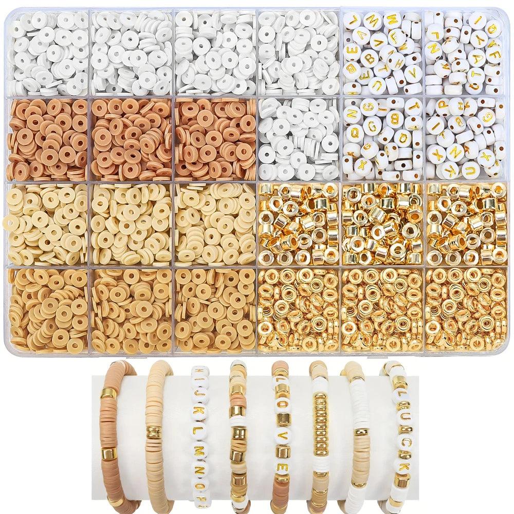 Friendship Necklace Bracelet Making Kit Clay Beads Golden Beads For Jewelry Making DIY Handmade Craft Supplies golden diy