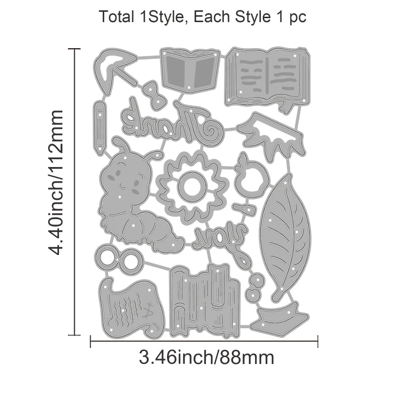Animal Cutting Dies Dog with Coffee Hat Metal Stencil Template 3x3.6 Inch Embossing Stencils for DIY Crafts Scrapbook Album