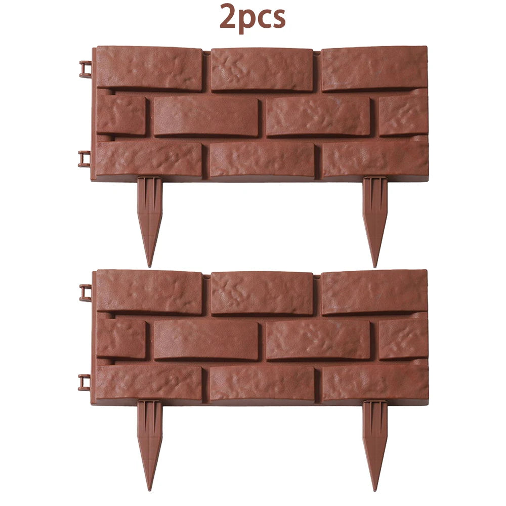 1-8pcs Plastic Garden Edging Border Imitation Stone Fence Garden Edging Lawn Plant Flower Grass Support Stake Outdoor Decoration