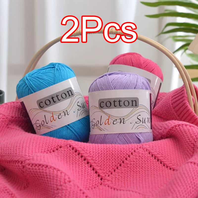 100% Cotton Yarn for Hand Knitting Soft Crochet Yarn Pack of 2 for Sweaters Blankets Hats Amigurumi Dolls and Bags