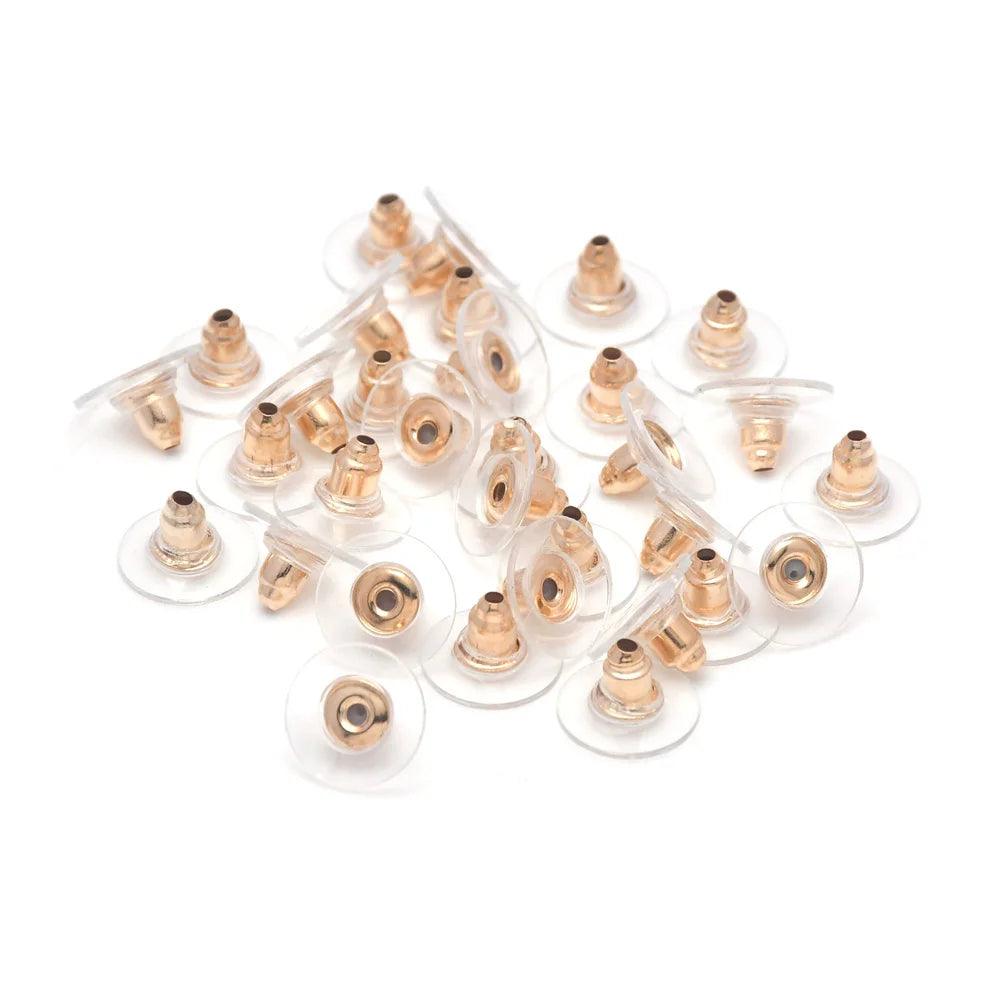 100pcs Bullet Clutch Earring Backs with Pad Ear Nut Stainless Steel Earring Stopper Plugs For Jewelry Findings Components