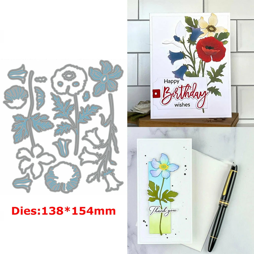 Elegant Flower Blossom Metal Cutting Dies Layered Frame Background Mould Knife for DIY Scrapbooking Christmas Card Craft Making