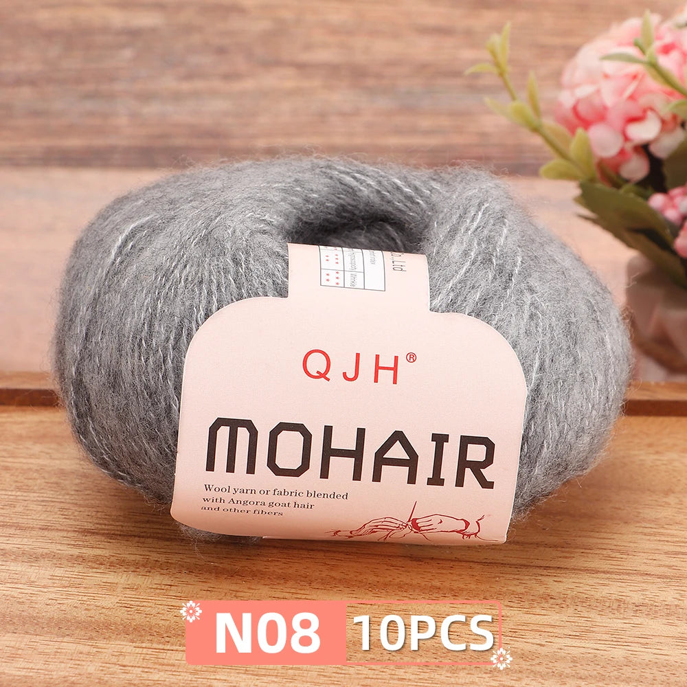 Soft Mohair Crochet Yarn Set 10 Pcs For DIY Knitting