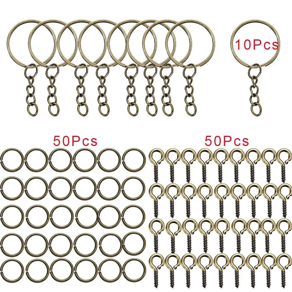 110Keychain Open Jump Rings Eye Pins Jewelry Making Accessories Kits for DIY Epoxy Resin Key Chain Key Ring Pendants