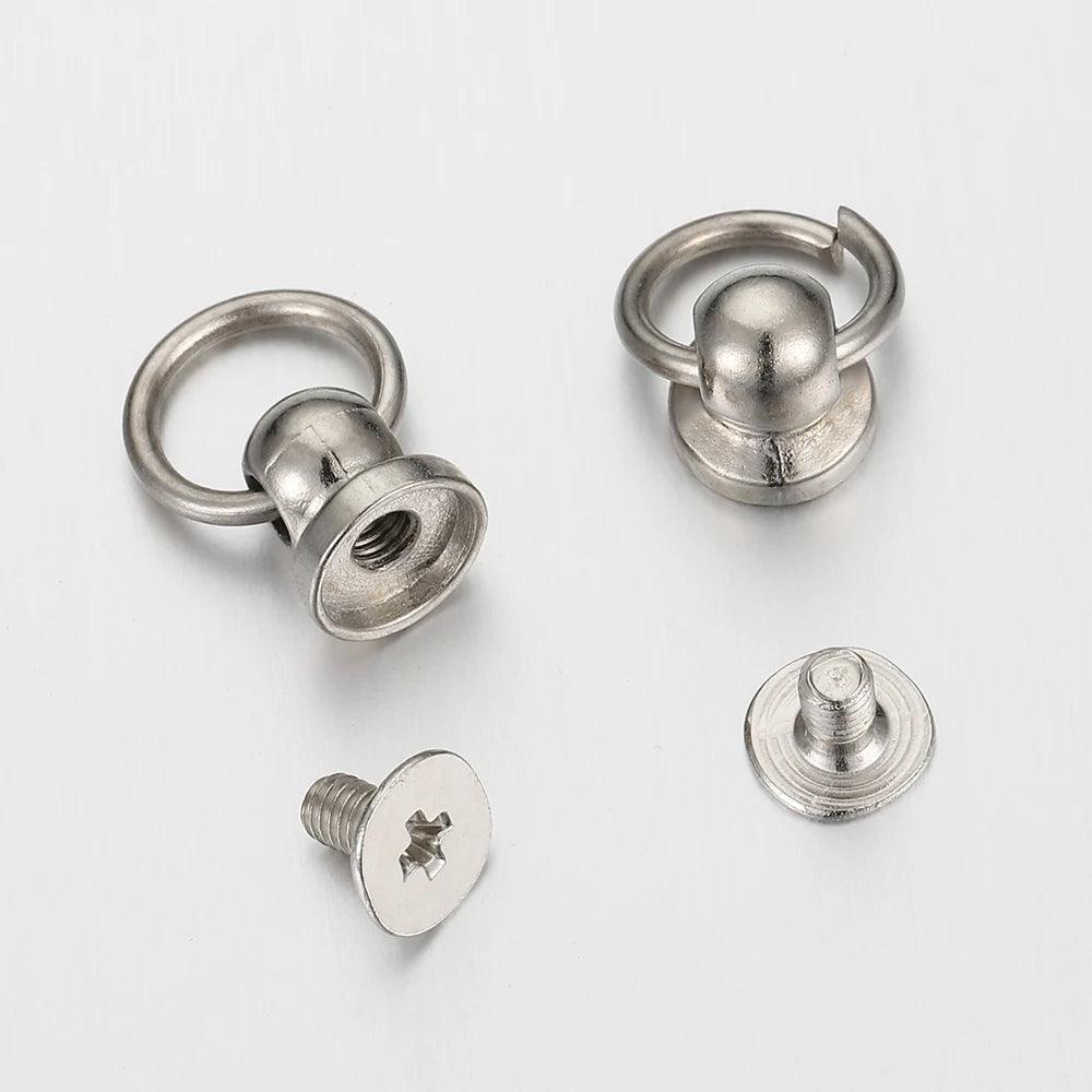 20set Metal Ball Post with O Ring Studs Rivets Nail Screw Back Round Head Spot Spikes Leather Craft Phone Case Decor Accessories