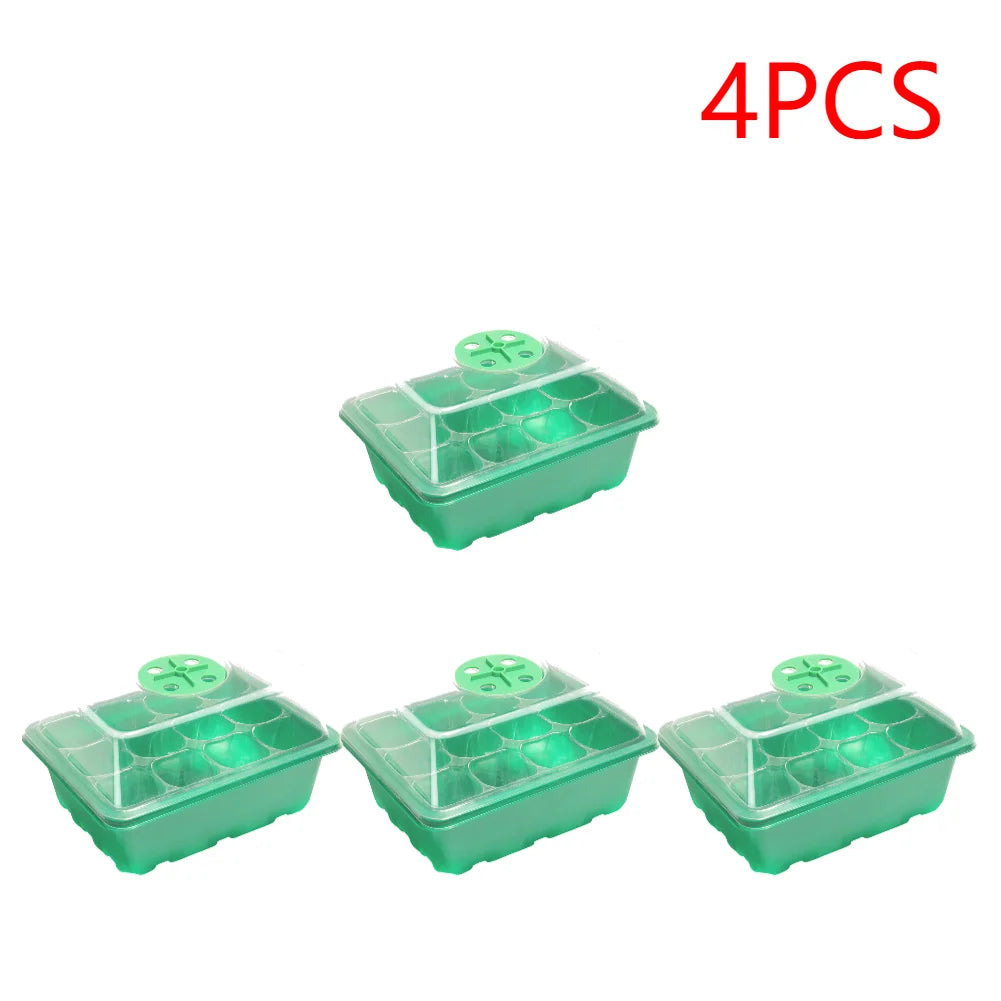 1-5pcs Plants Seed Starter Trays with Humidity Dome 12 Holes Per Tray Nursery Pots Lights For Home Plant Greenhouse Growing Pot