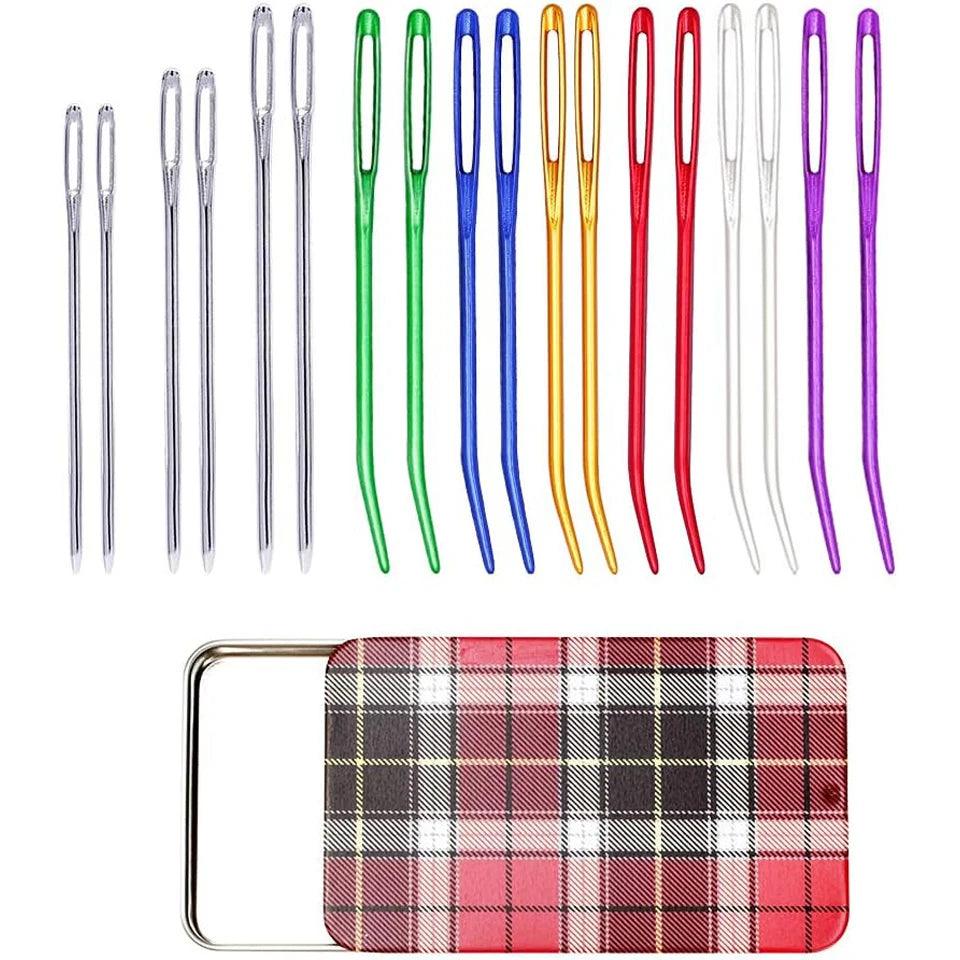 Random Color 15 Pcs Bent Tapestry Needles Wool Needles Set Or 18 Pcs Bent Tapestry Needles Large-Eye Blunt Needles Kit