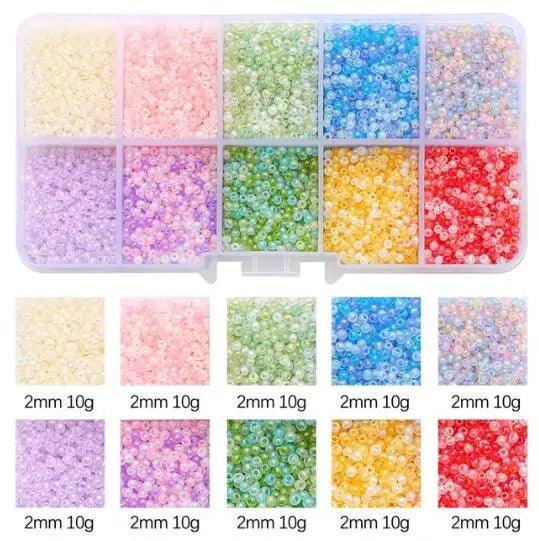 10 Grids Glass Seed Beads Kit Friendship Bracelet Making Kit Small Beads Kit for Bracelets Necklace Ring Making Art Craft DIY