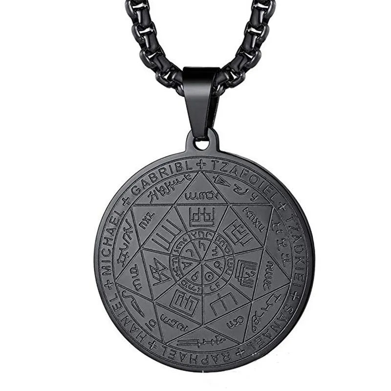 Seven Archangels Amulet Stainless Steel Necklaces Men Women Seal of Solomon Talisman Necklace Protection Jewelry Collar Hombre