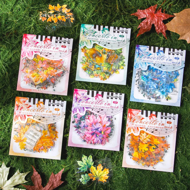 10 pcs Musical flower theme Stickers pack Decorative Diary Album Scrapbooking material hand made junk journal supplies