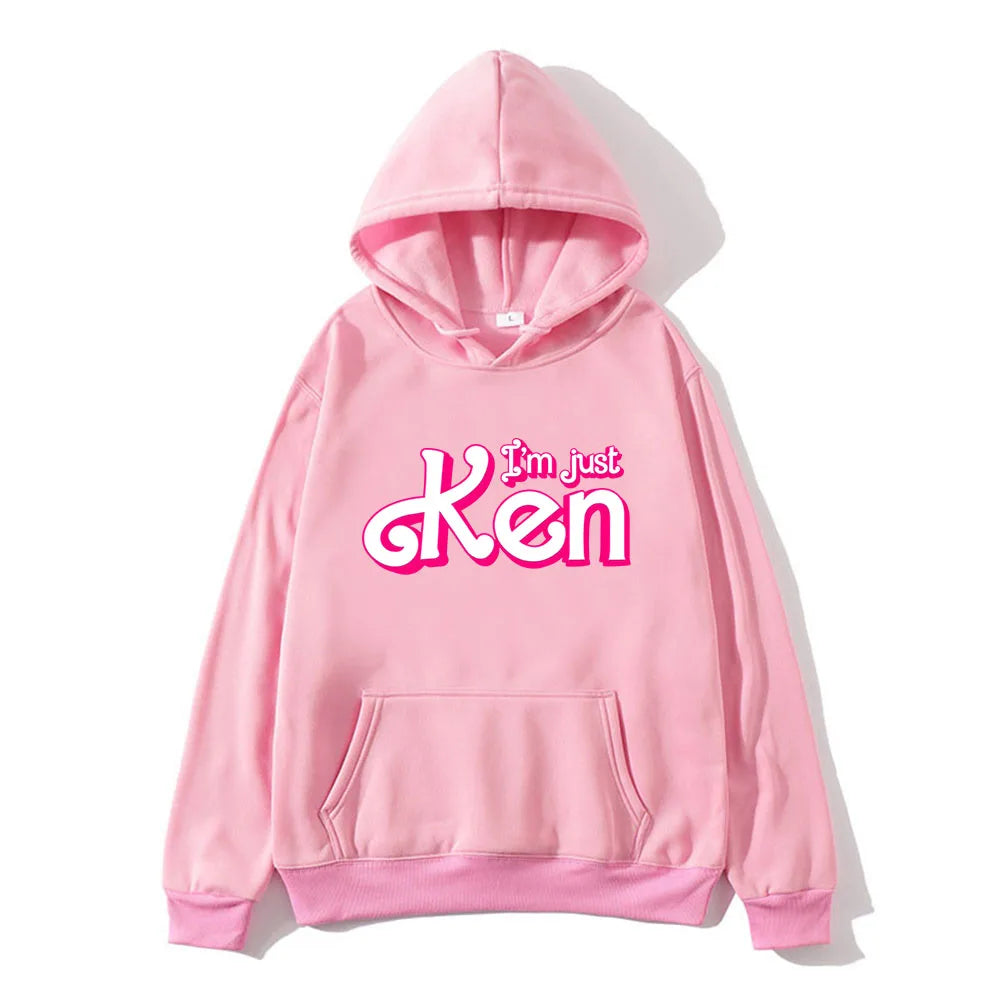 I'm Just Ken RyanGosling Hoodies Long Sleeve Casual Spring Sweatshirts with Pocket Hip Hop Pink Graphic Printing Sudaderas Mens