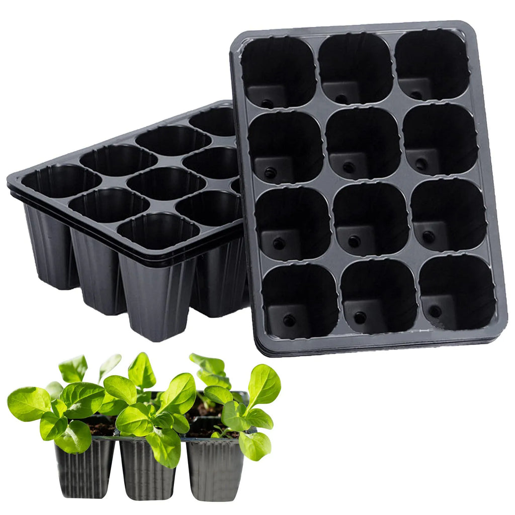 12 Holes Vegetable Seedling Pots Black Seedling Tray Garden Pot Seed Germination Plant Flower Pot Grow Box For Planting 10/20Pcs