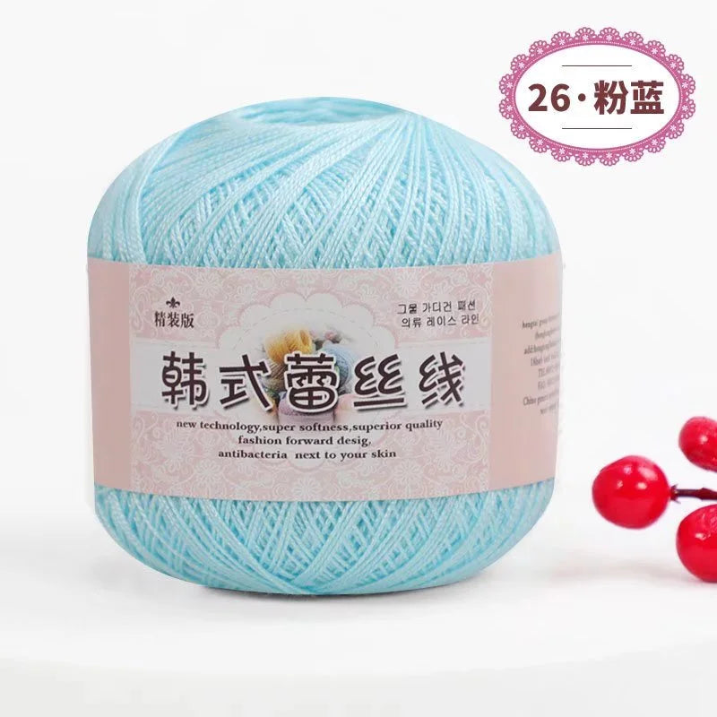 Pure Cotton Lace Crochet Thread No 8 Ice Silk 50g Yarn