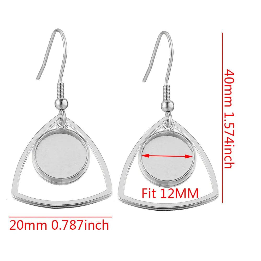 10Pcs Stainless Steel Blanks Hooks Earring Bezel Base Flat Round Ear Wire Pendant Trays Setting for Jewelry Making DIY Craft