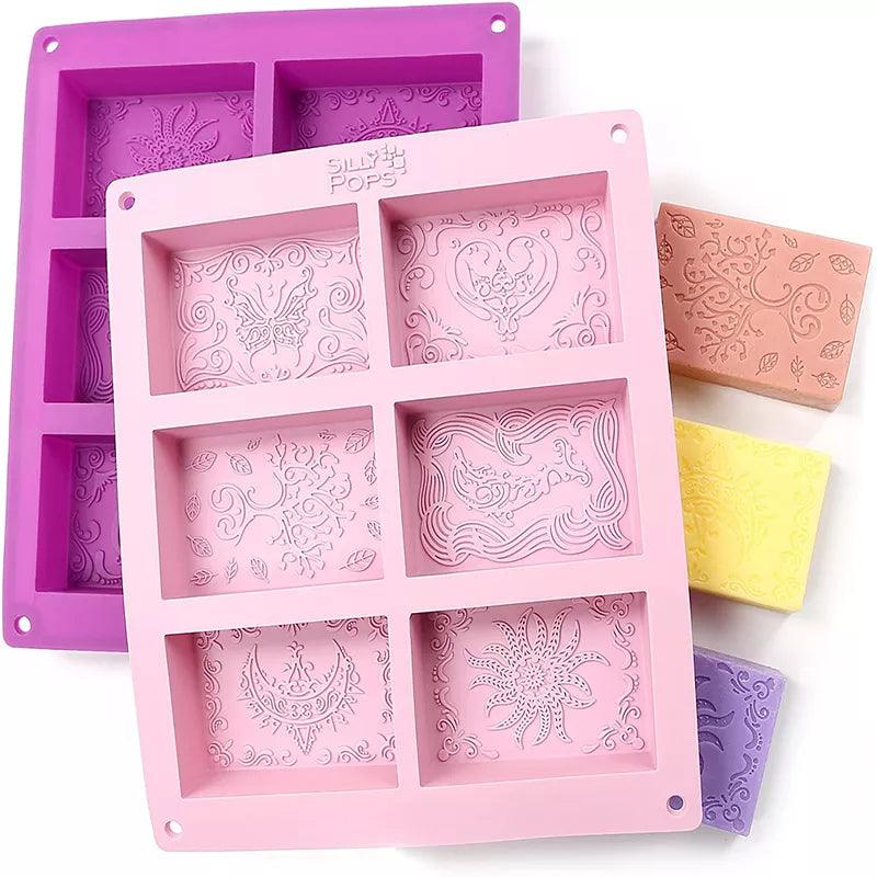 6 Cavity Silicone Soap Molds Square  Rectangle Shape Handmade Soap Mold Portable Unique Soap Making Tools