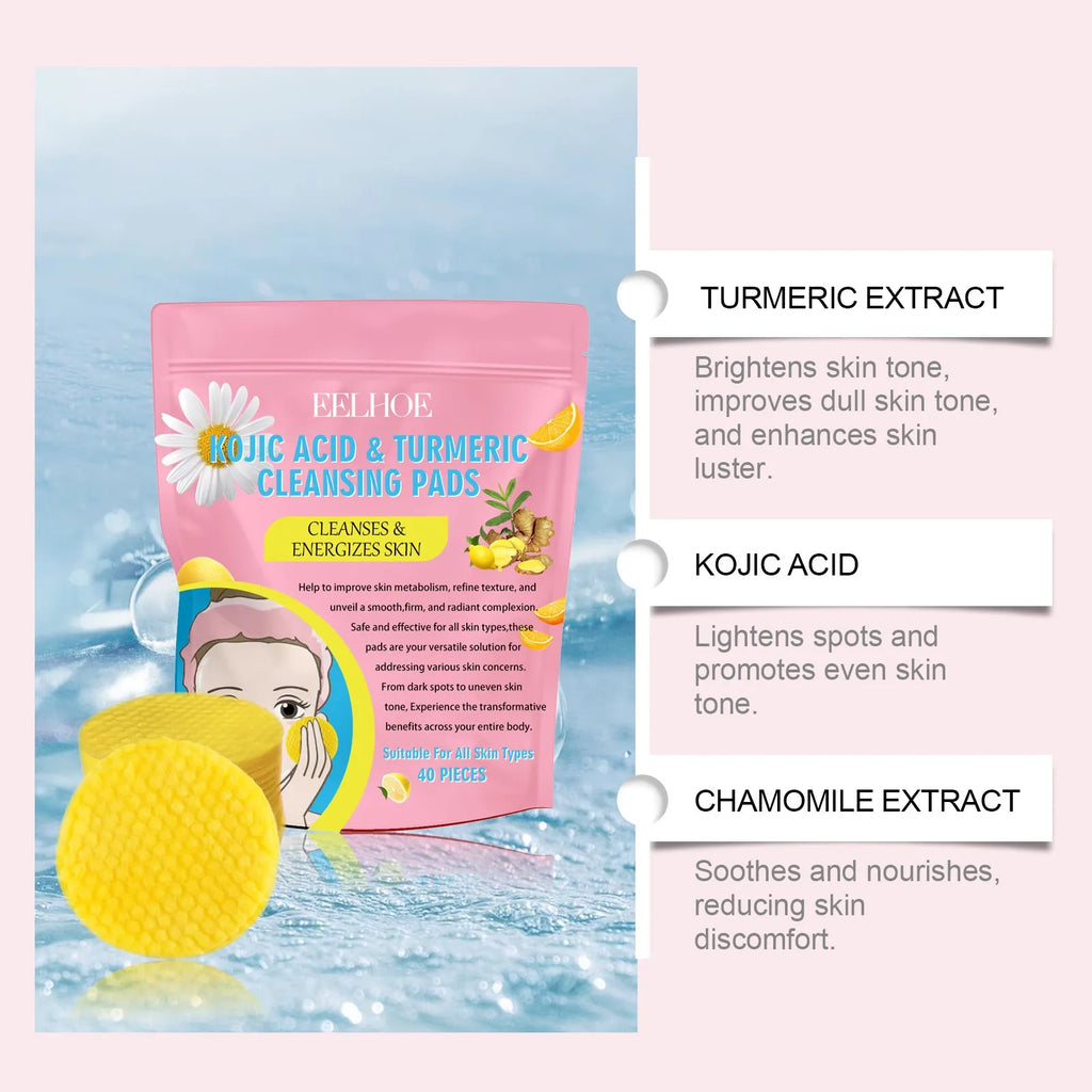 40/200 PCS  Brightening Cleansing Pads, Kojic Cleansing Pads Helps Balance Skin Oil And Water Hydrating  Remove Excess Keratin