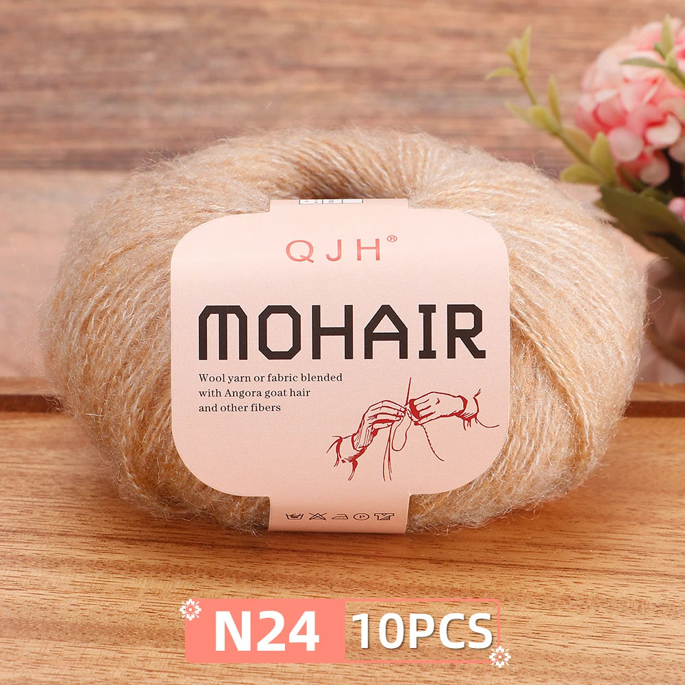Soft Mohair Crochet Yarn Set 10 Pcs For DIY Knitting