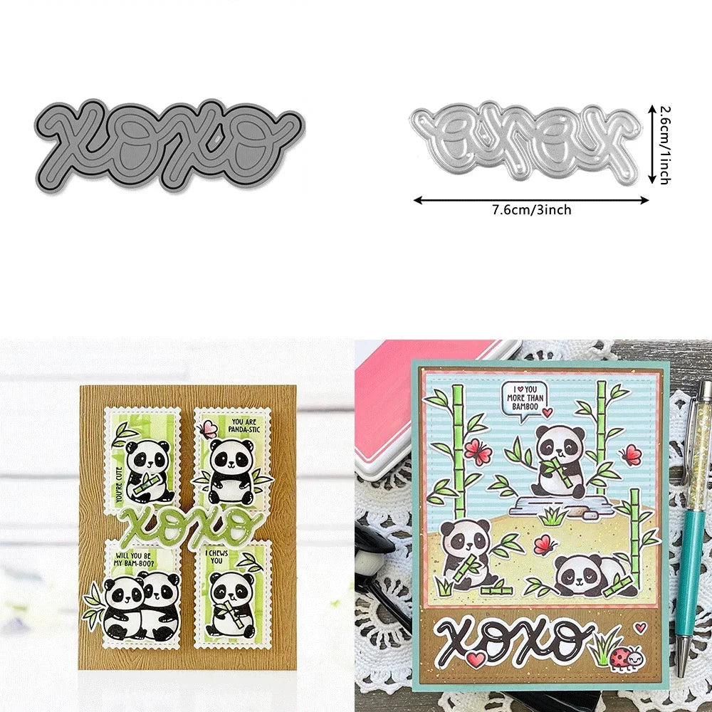 I Heart Pandas Bamboo Forest Metal Cutting Dies Embossing Diecut for DIY Card Making Scrapbooking Crafting Supplies