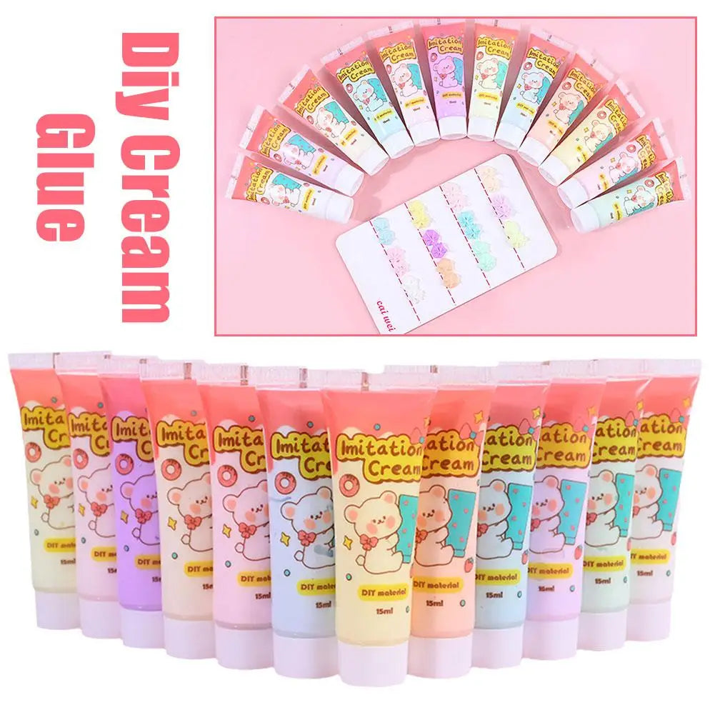 DIY Imitation Cream Glue Homemade Mobile Phone Hairpin Card Clay Material Glues Craft Accessories 15ml Cream Resin C8M0