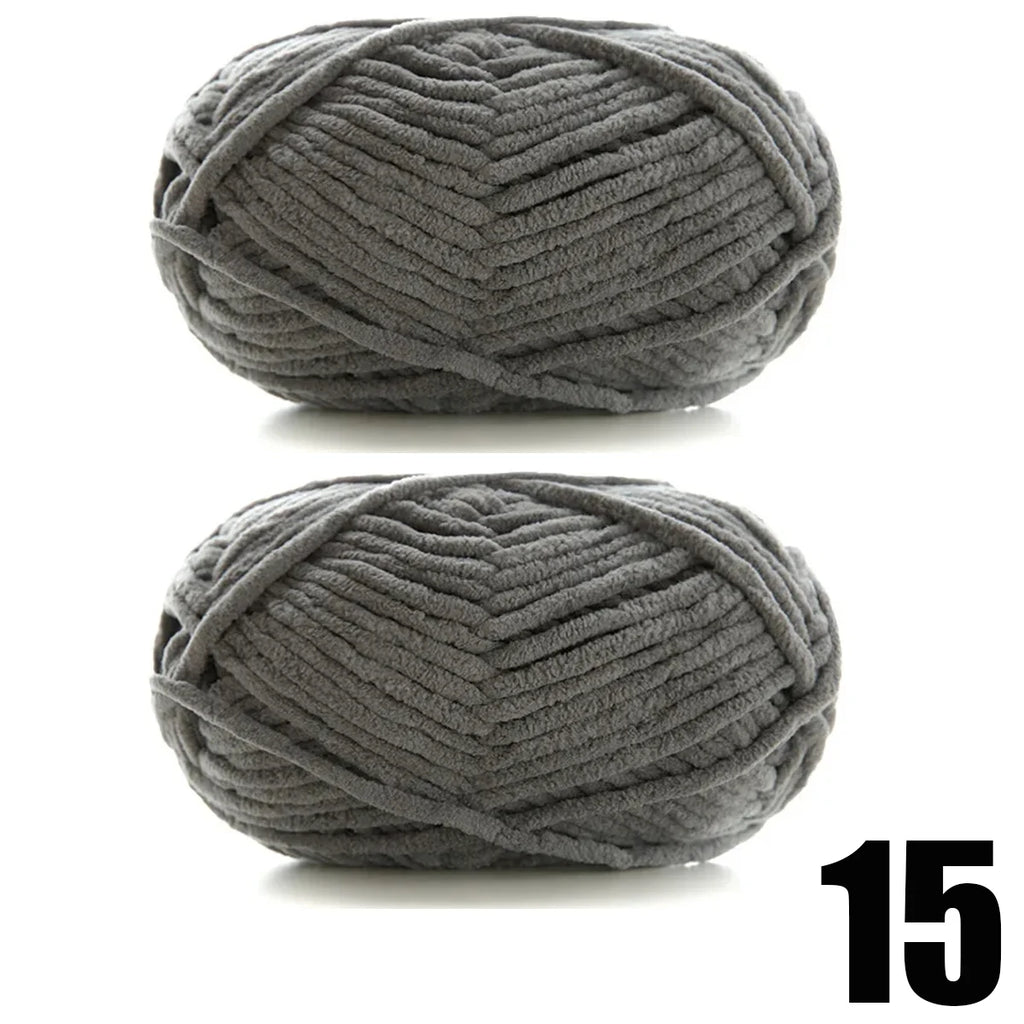Thick Velvet Yarn 2pcs 50g Soft Chenille Knitting Yarn for DIY Scarves and Hats