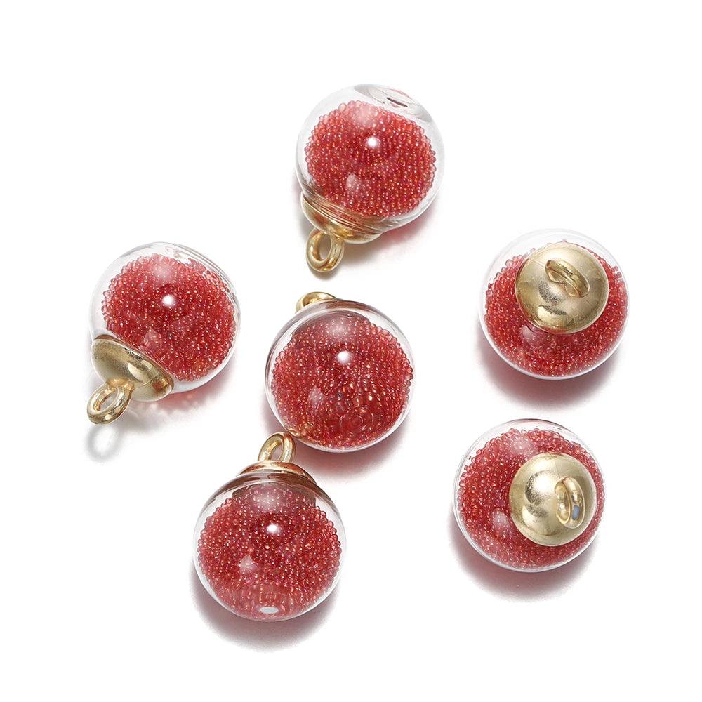 10Pcs Charms Quicksand Transparent Glass Ball 16mm Pendants Findings for Earrings Necklace Pendant DIY Jewelry Making Supplies