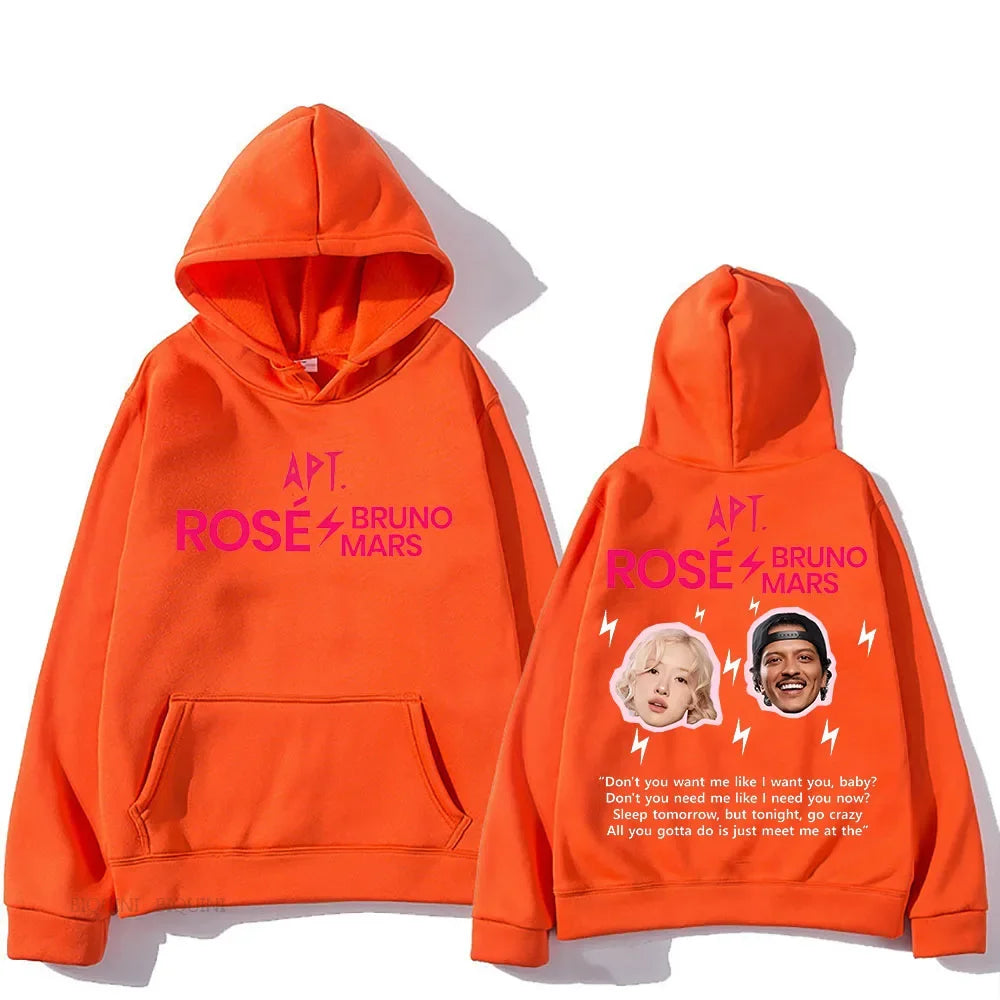 ROSÉ & Bruno Mars APT Hooded Sweatwear Couple Fleece Hooded Sweatshirt Funko Pop Hip Hop Clothes Moletom Fashion Punk Pullovers
