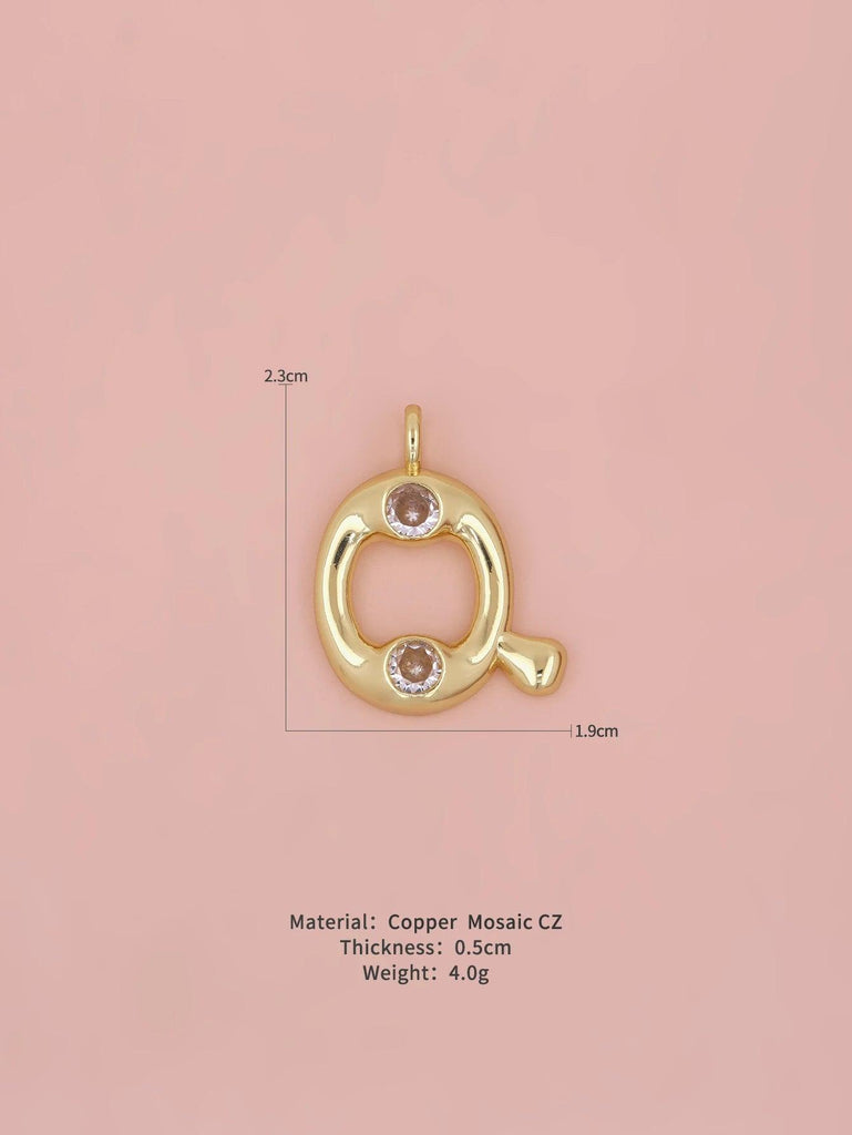 New Simple Versatile Round Zircon Plated Gold Copper 26 English Letters A-Z Pendant Men Women Necklaces Jewelry Making