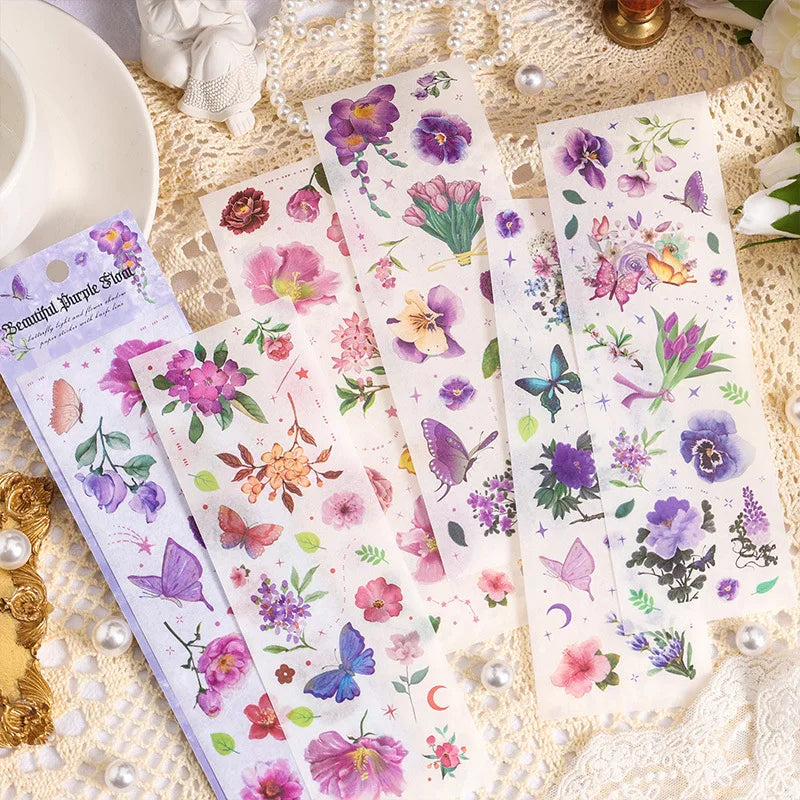 6 Sheets INS watercolour Flowers Plant Stickers Scrapbooking Creativity handmade Scrapbooking Material