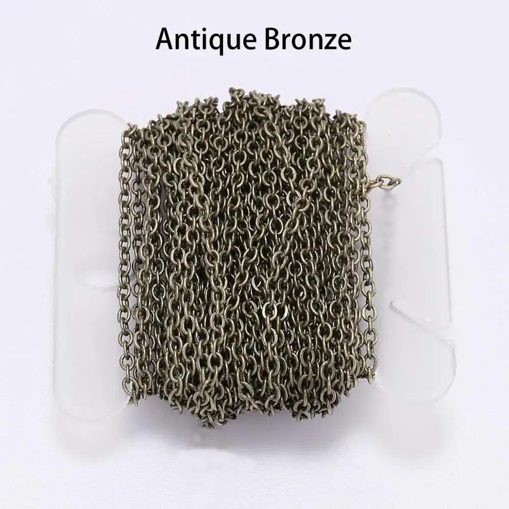 5m/5.47yards 1.5 2.0 2.5 mm Copper Bronze Oval Link Necklace Chain Bulk Brass For Jewelry Making DIY Materials Findings Supplies