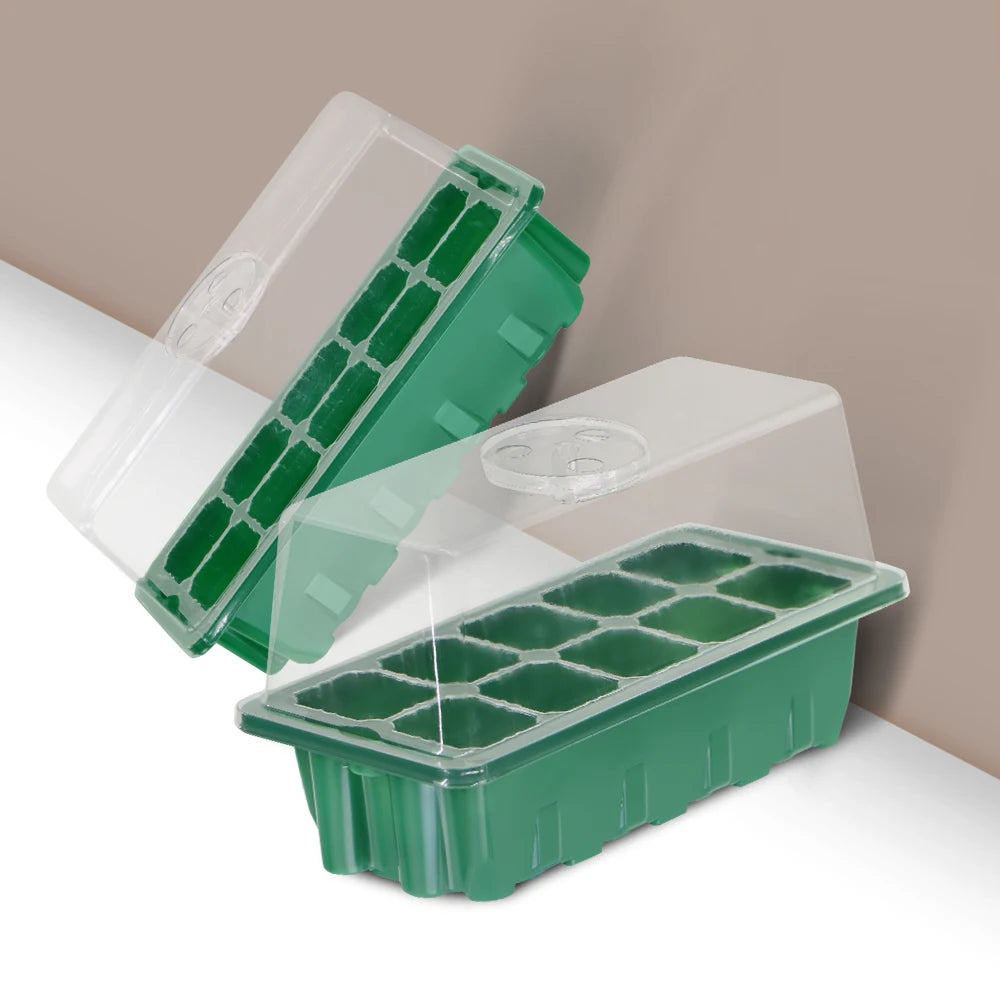 2PCS 10-Cell Seedling Tray Kit with Adjustable Ventilation Lid Seed Starter Germination Box for Balcony Indoor Planting Transpla