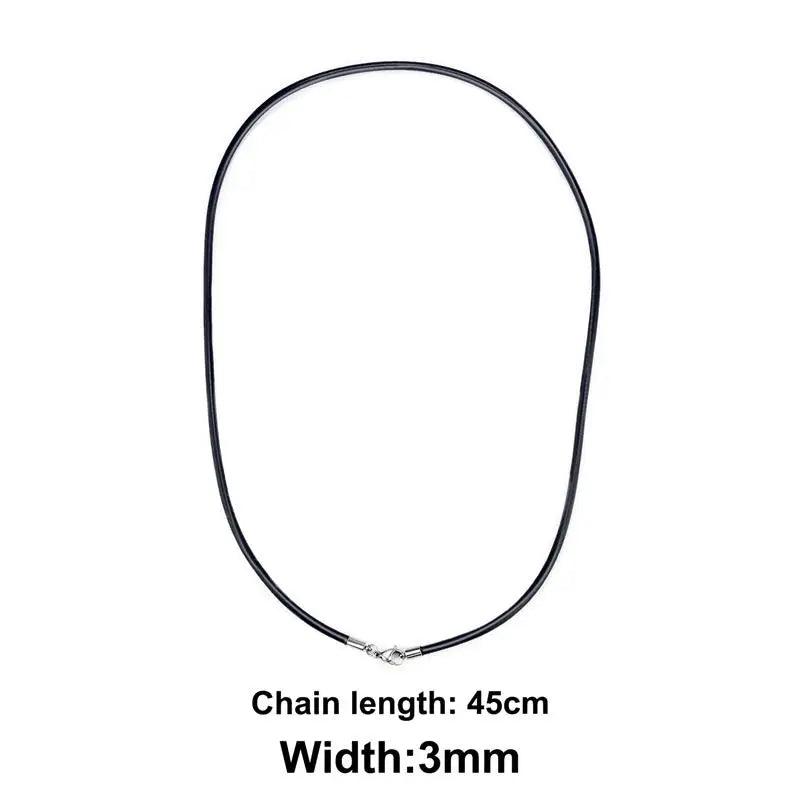 45/50/55/60cm Black Rubber Leather Chain Stainless Steel Lobster Buckle DIY Necklace Pendant Jewelry Making Handmade Rope