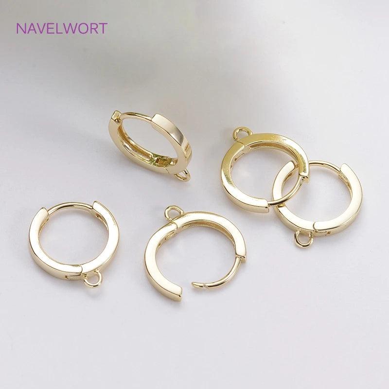 14K Gold Plated Round Hoop Earring Clasps Fitting Base Findings,Clasp For Earrings,DIY Jewelry Making Accessories Wholesale