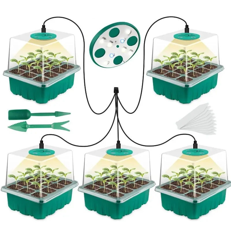 Full Spectrum Plant Flowerpot LED Plant Growth Light 12 Hole Tray Large Capacity Space Planting Belt Waterproof Base