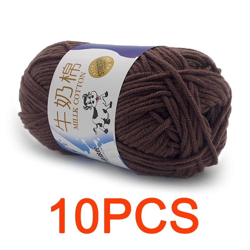 10 Pieces Milk Cotton Knitting Yarn Soft Warm Yarn for Hand Knitting and Crochet Projects
