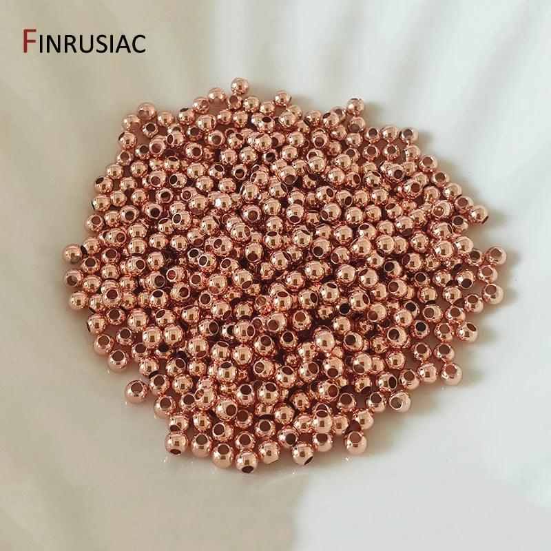 14k/18k real gold plated Round 2/2.5/3/4/5/6mm Spacer Beads For Jewelry making Beads Accessories Findings Wholesale