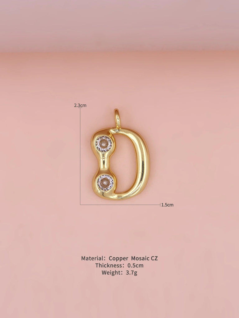 New Simple Versatile Round Zircon Plated Gold Copper 26 English Letters A-Z Pendant Men Women Necklaces Jewelry Making